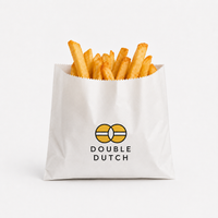 White greaseproof fry bag with brand logo