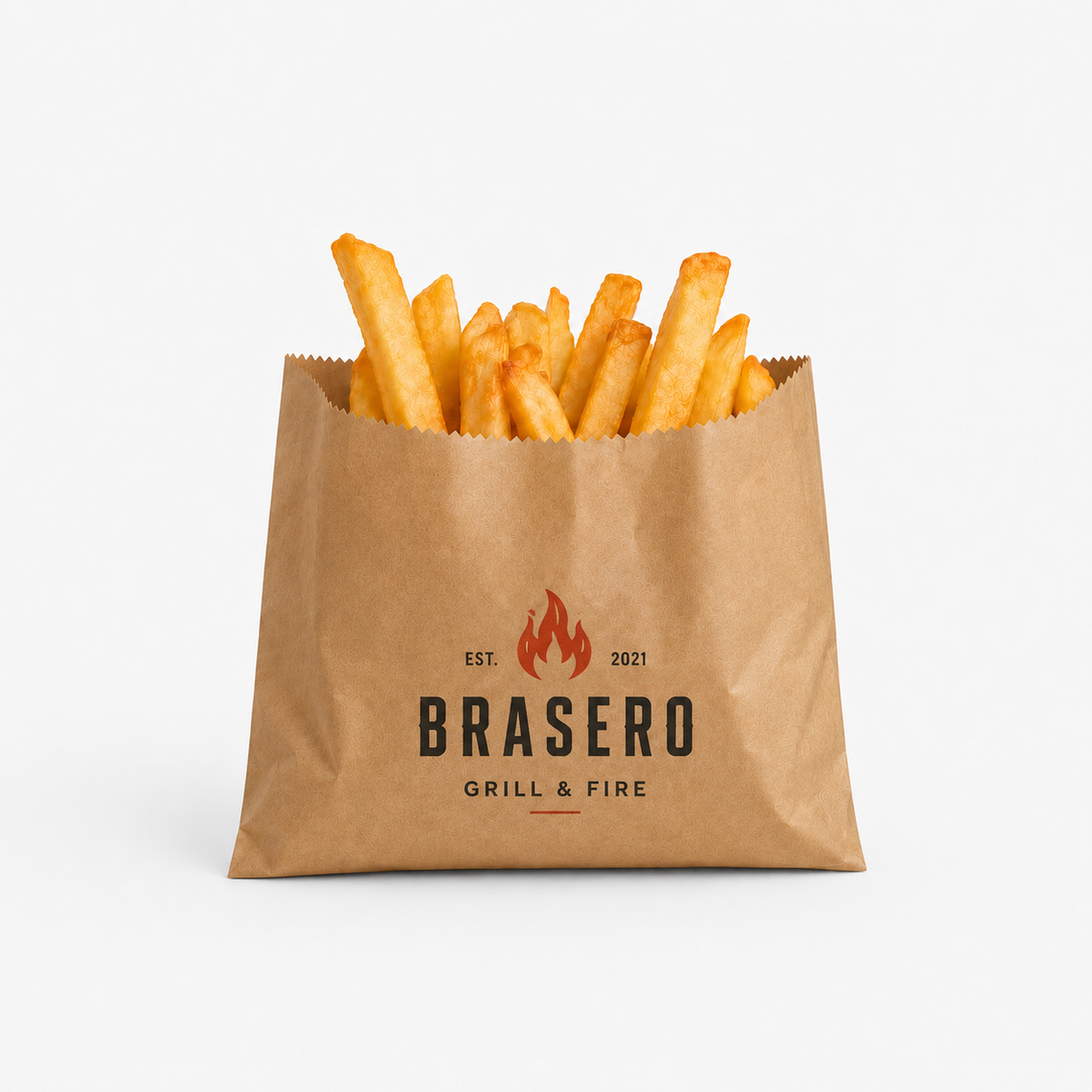 Custom printed kraft fry bag with street-food logo