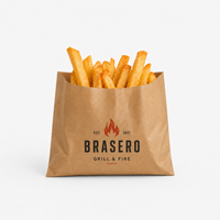Custom printed kraft fry bag with street-food logo