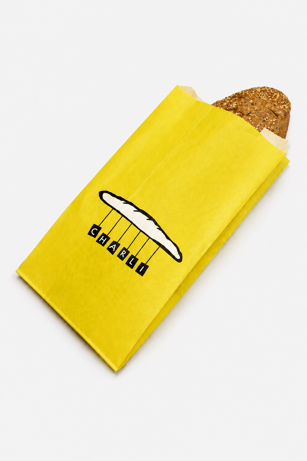 Custom printed white greaseproof bread bag with bakery logo